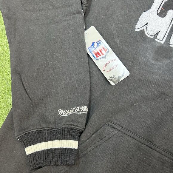 Detroit Lions Mitchell & Ness Black Hoodie Sweatshirt Men's Size Medium NWT $130 - Picture 4 of 8